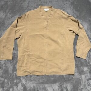 Citron Santa Monica Jacket Womens 3X Beige Silk Linen Pockets Button Minimalist